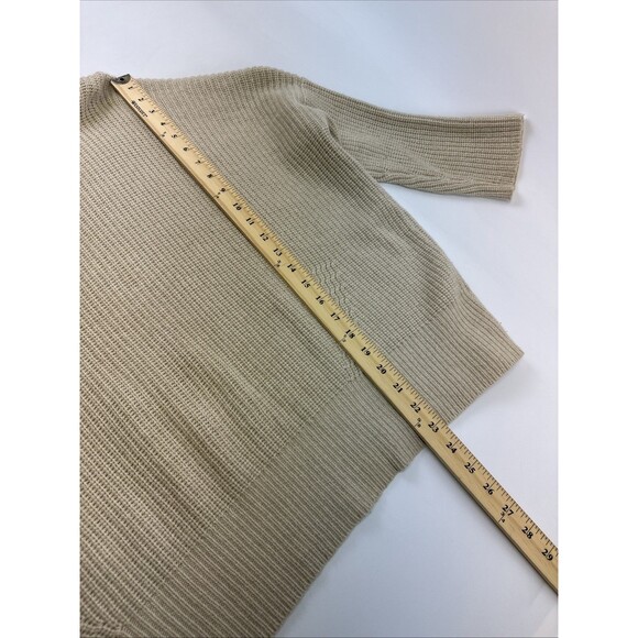 Autumn Cashmere Cowl Neck Sweater Knit Beige Faux Suede Elbow Patch Womens XL - Picture 10 of 11